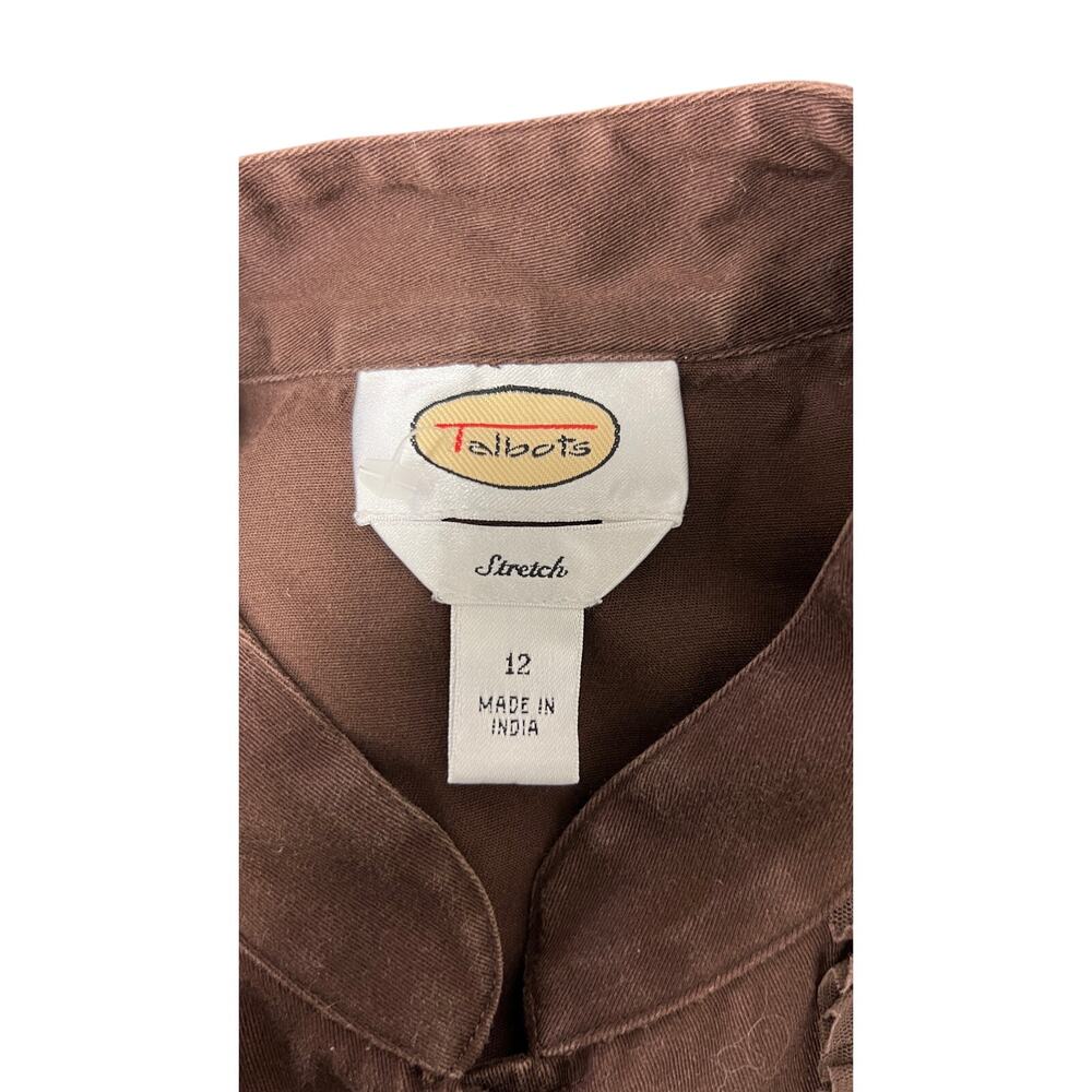 🧥 Talbots 12 Brown Embroidered Jacket Modern Prep Tailored Floral Blazer - Picture 4 of 4